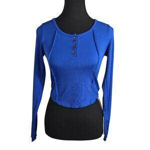 NWT | Egockal | Royal Blue | Ribbed Long Sleeve Henley Top | Small